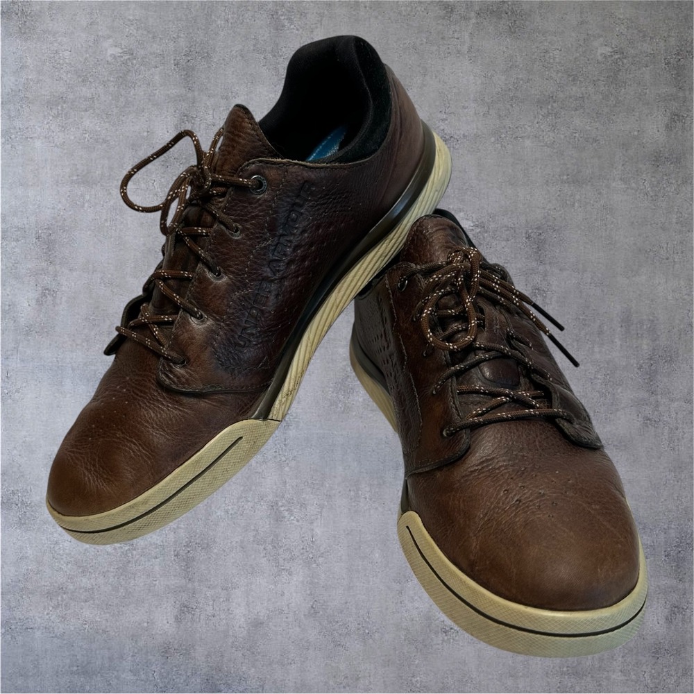Under Armour Tempo Hybrid Golf Shoes Mens 9.5 Brown Leather Spikeless